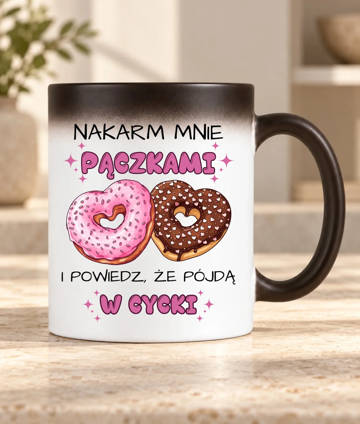 Kubek magiczny dla dziewczyny - Nakarm mnie pączkami W59