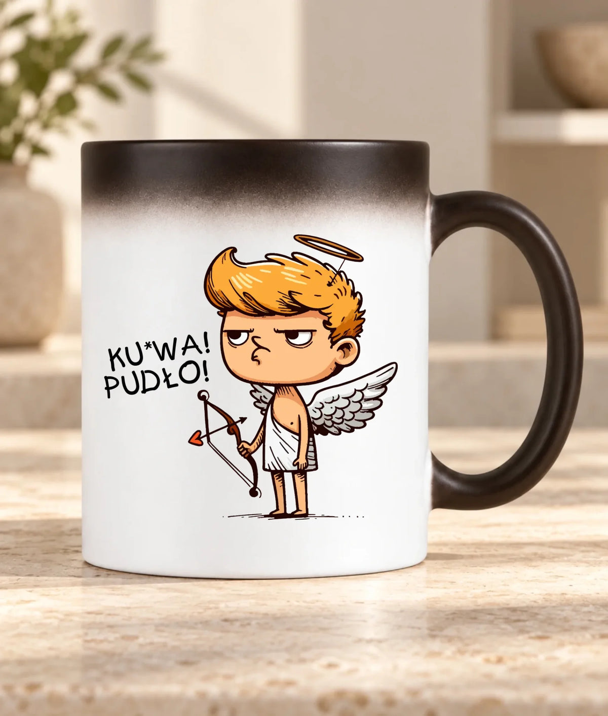 Kubek magiczny - Aniołek z łukiem ku*wa pudło - bez cenzury W56