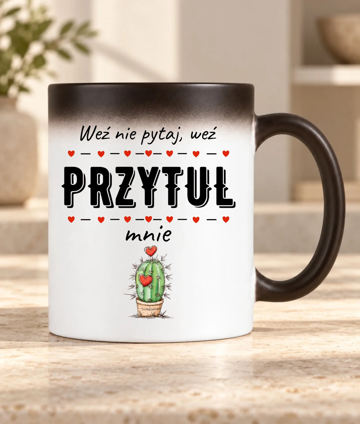 Kubek magiczny dla par - Weź nie pytaj, weź przytul mnie W49