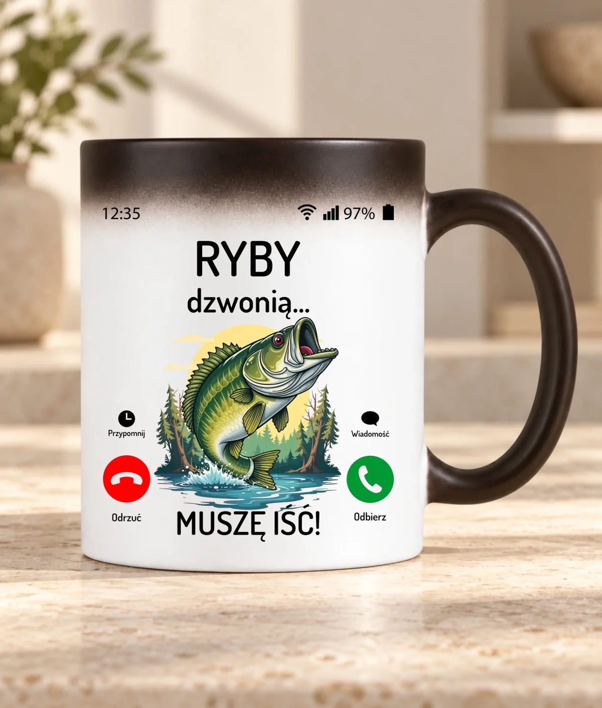 Kubek magiczny dla dziadka wędkarza - Ryby dzwonią muszę iść D37