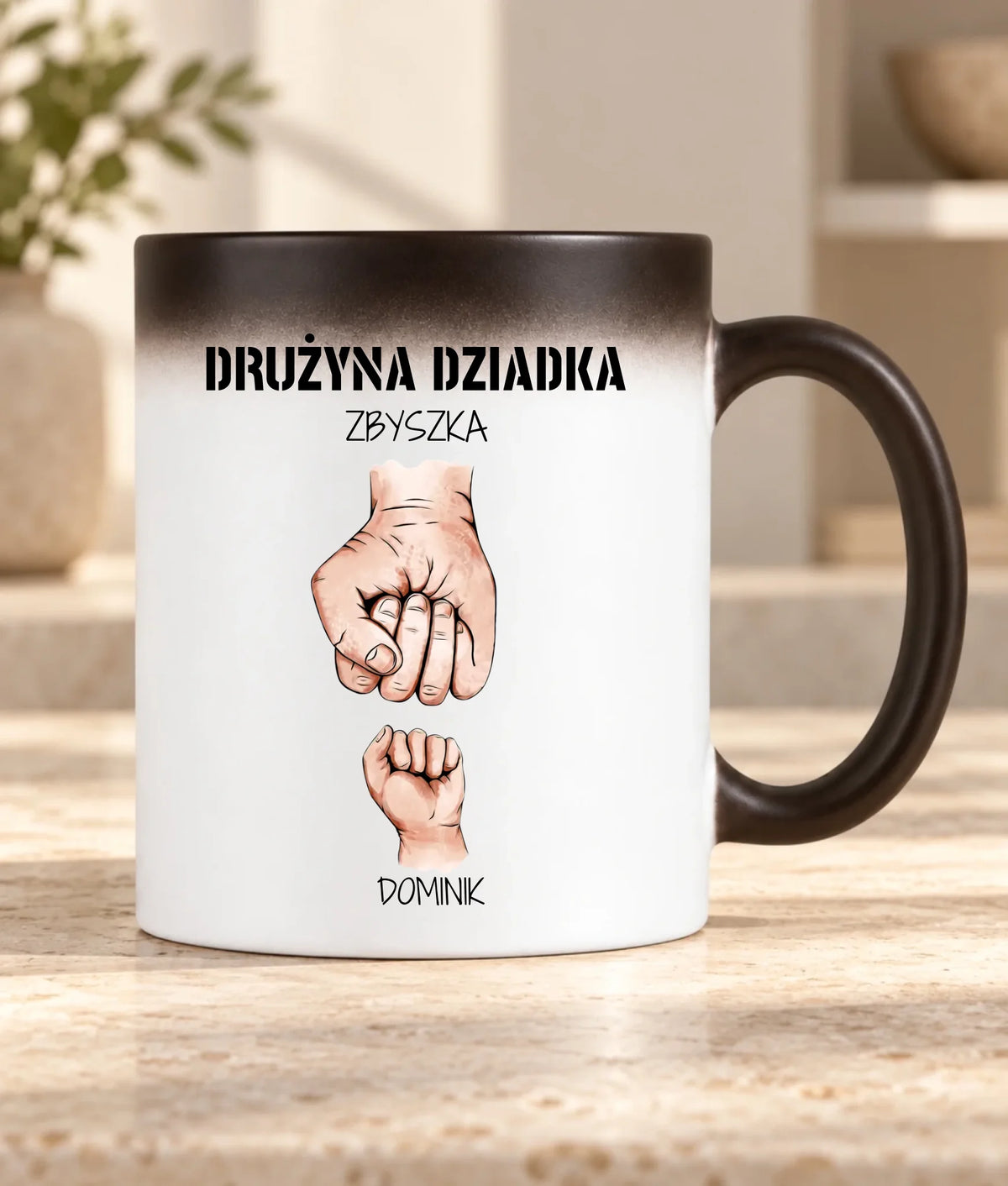 Kubek magiczny dla dziadka - Drużyna dziadka 1-6 imion wnuków - personalizowany D07