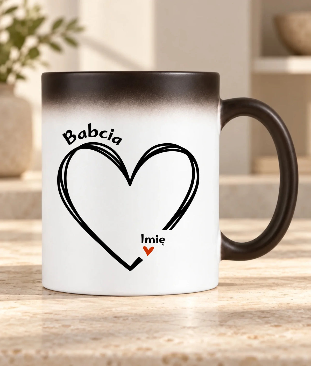 Kubek magiczny dla babci - Serce z imionami wnuków 1-7 - personalizowany B26