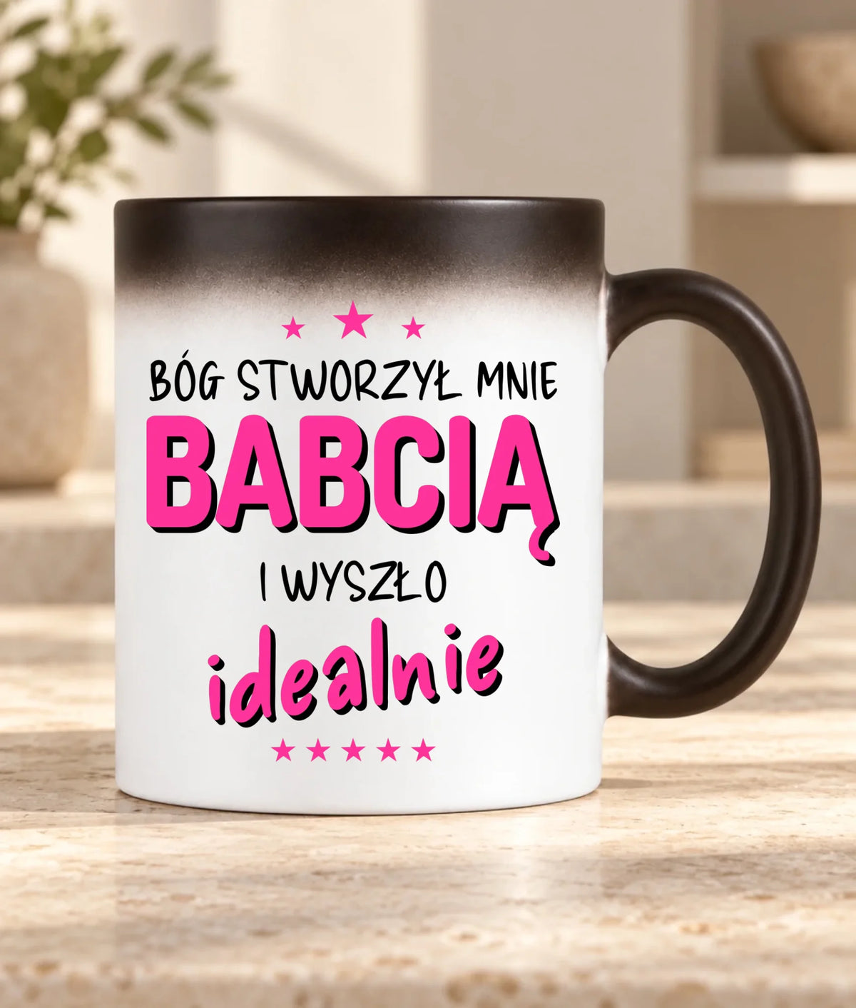 Kubek magiczny dla babci - Bóg stworzył mnie babcią i wyszło idealnie B08