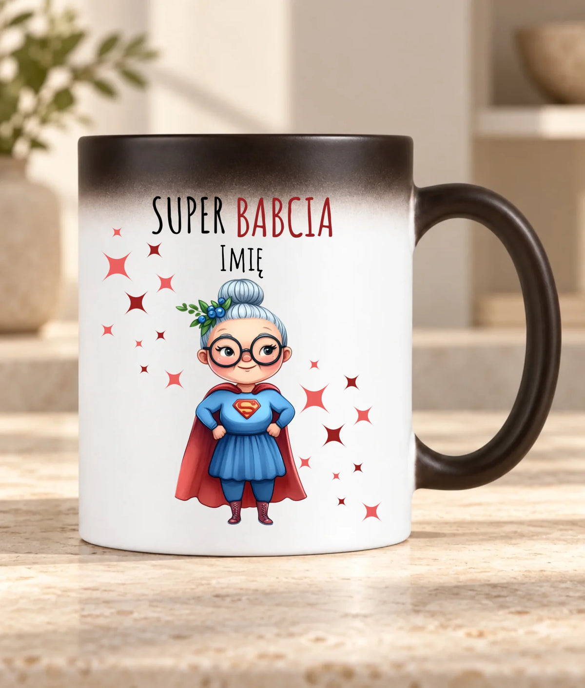 Kubek magiczny dla babci - Super Babcia - personalizowany B02
