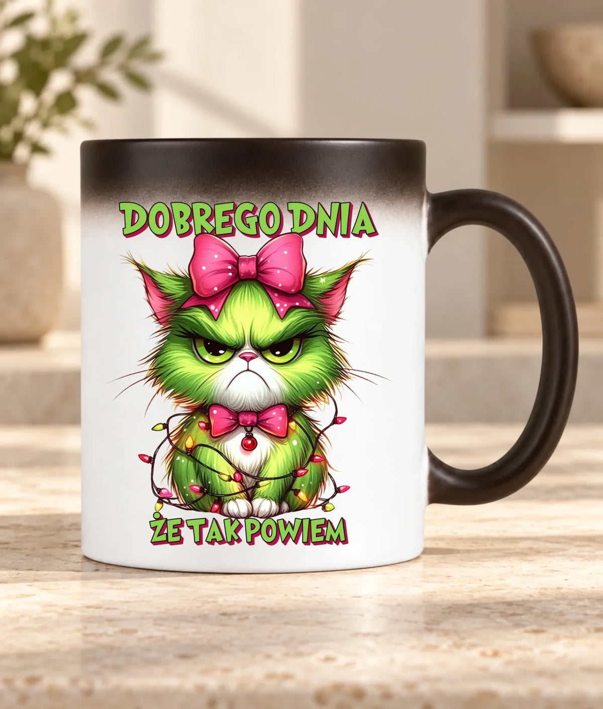 Kubek magiczny świąteczny - prezent dla niej - Grinch dobrego dnia, że tak powiem BN153