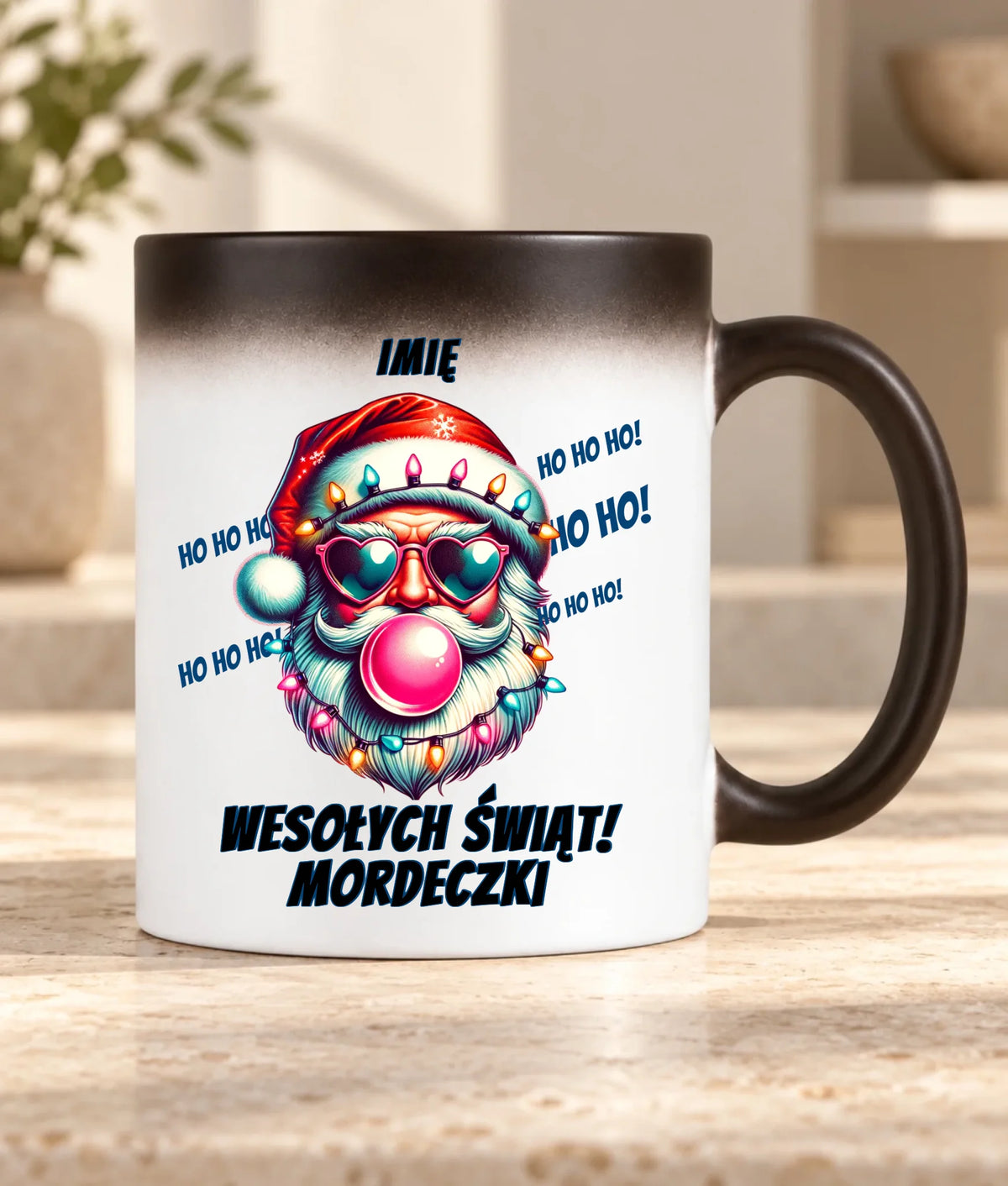Kubek magiczny świąteczny - Mikołaj Wesołych Świąt Mordeczki - personalizowany BN17