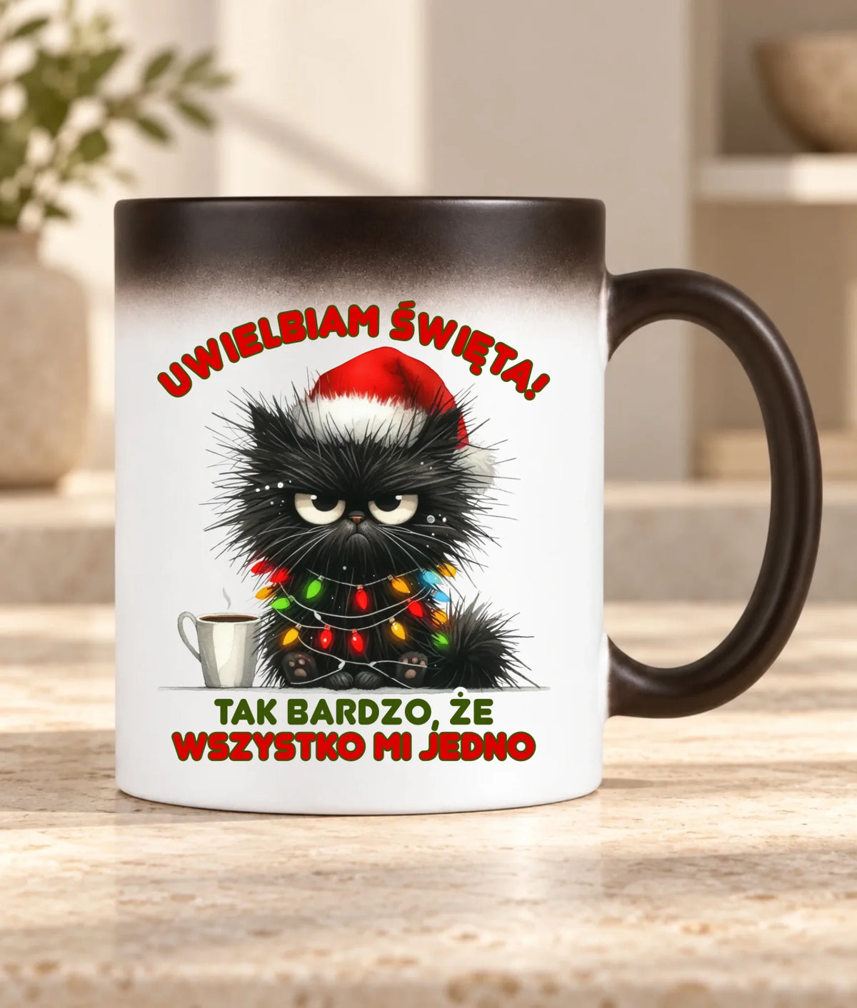 Kubek magiczny świąteczny - Kot Maruda Wszystko mi jedno BN35