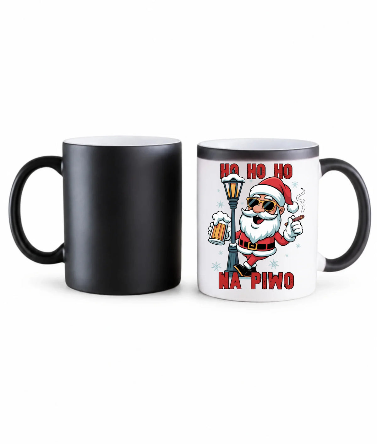 Kubek magiczny świąteczny - Mikołaj Ho ho ho na piwo BN64