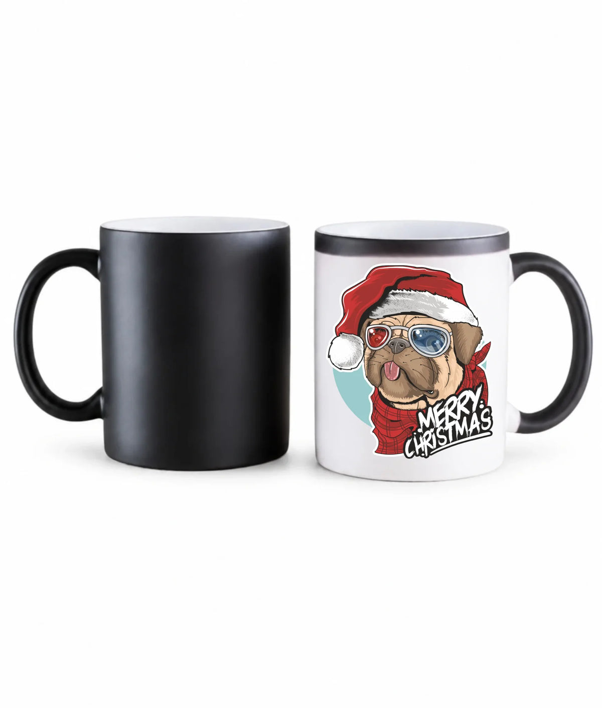 Kubek magiczny świąteczny - Mops Merry Christmas BN62
