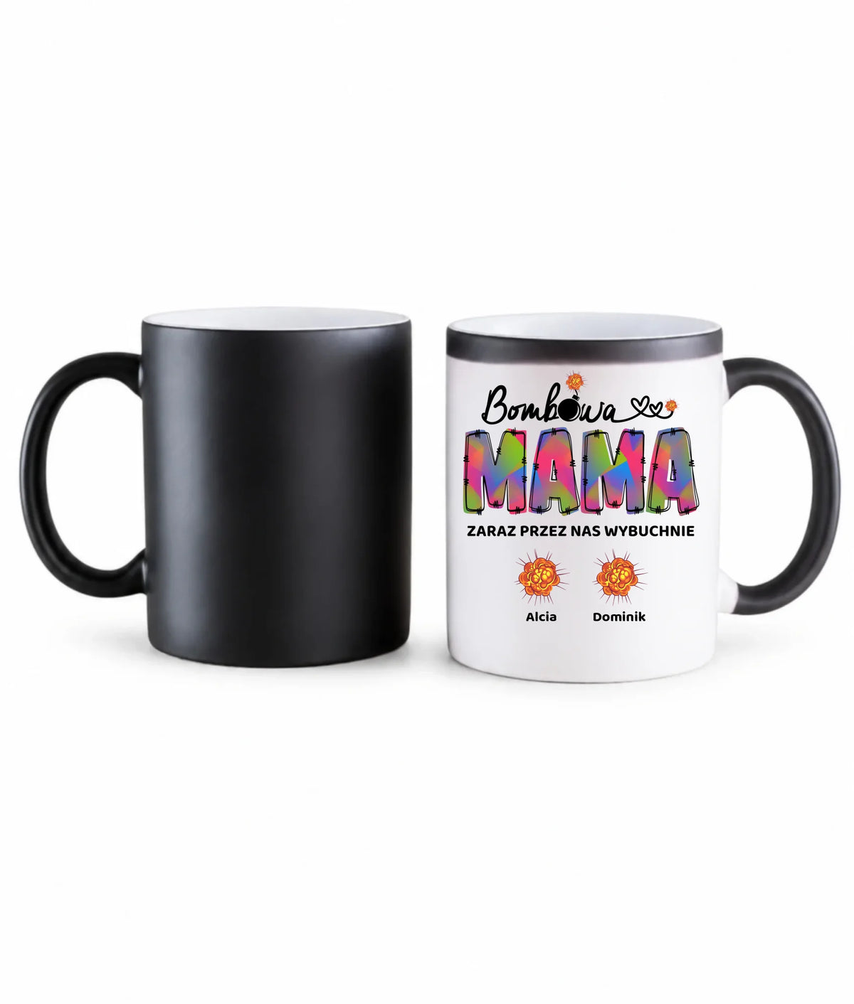 Kubek magiczny dla mamy z imionami dzieci - Bombowa mama - personalizowany DM53