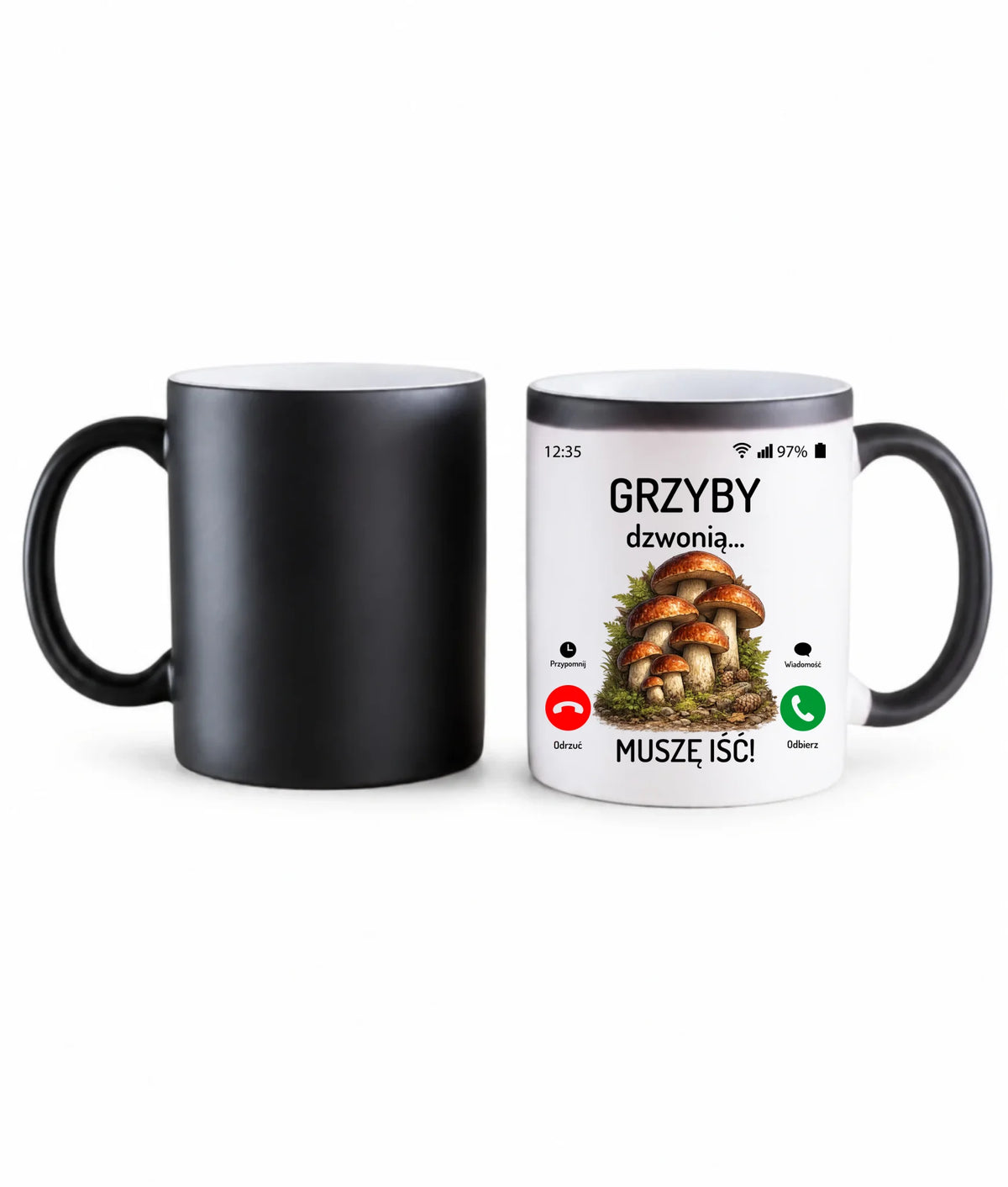 Kubek magiczny dla dziadka grzybiarza - Grzyby dzwonią muszę iść D36