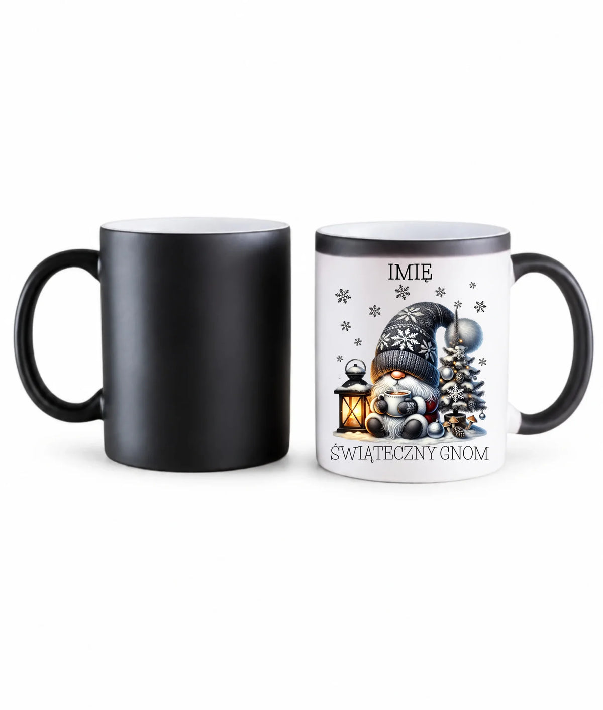 Kubek magiczny świąteczny - Gnom z czekoladą - personalizowany BN41