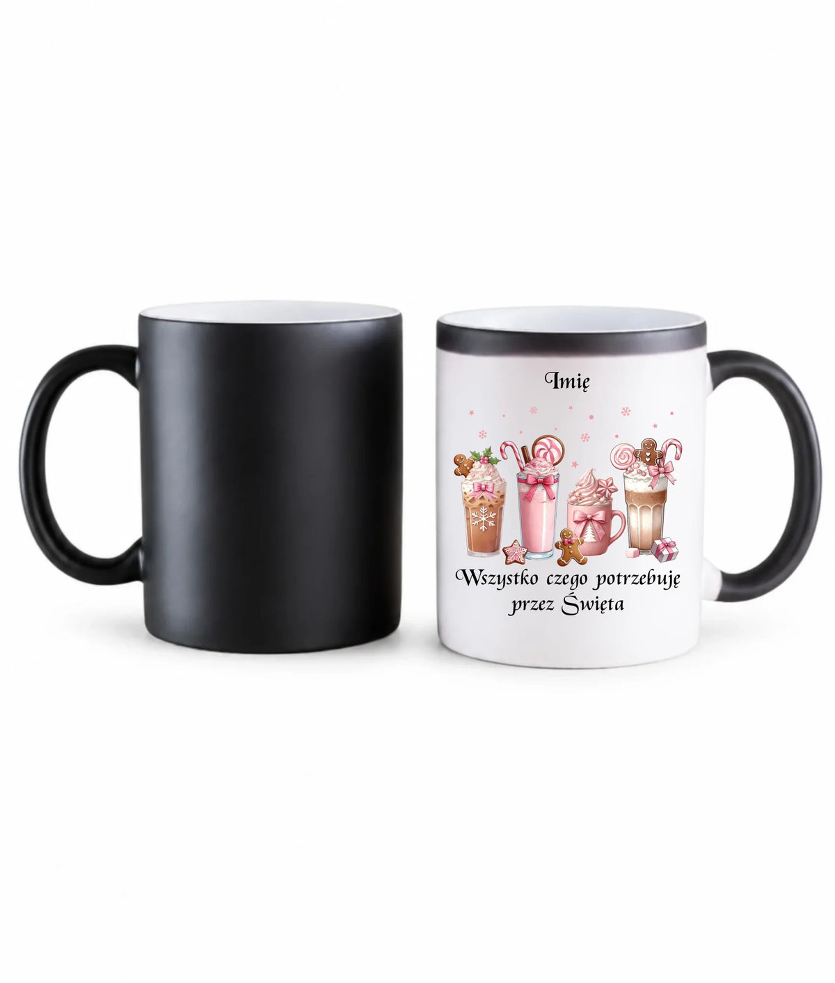 Kubek magiczny świąteczny - Zimowa kawa Wszystko czego potrzebuję przez Święta - personalizowany BN46