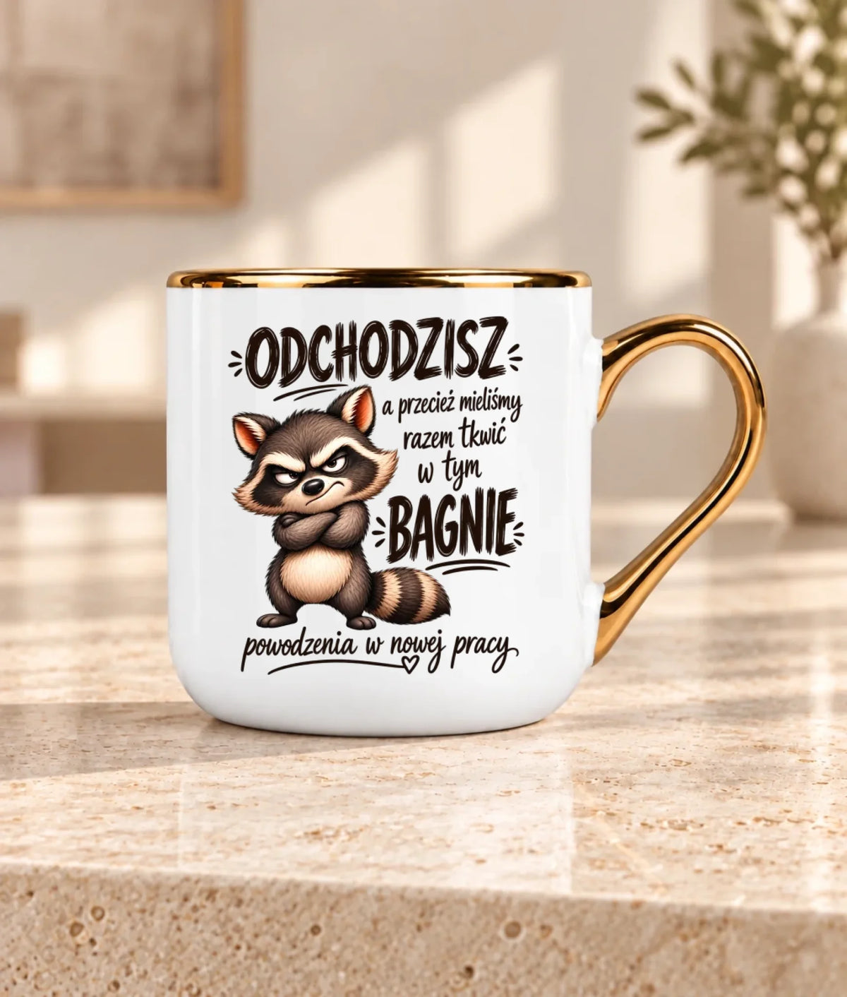 Kubek ze złotym rantem na odejście z pracy - Razem w tym bagnie