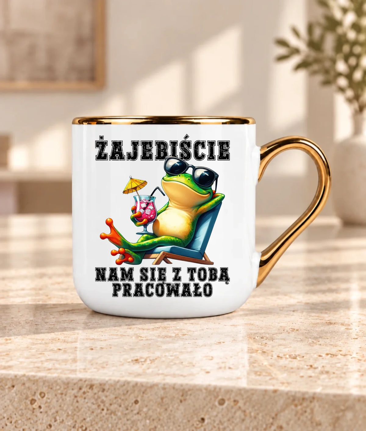 Kubek ze złotym rantem na odejście z pracy - Żajebiście nam się z Tobą pracowało