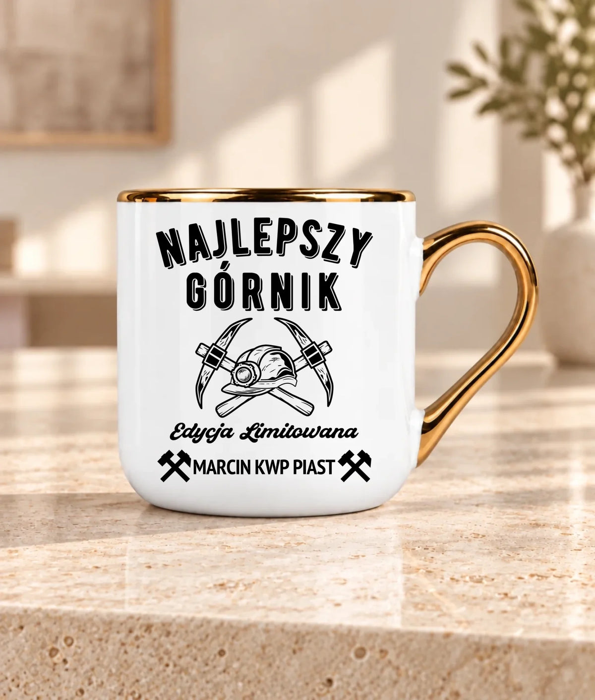Kubek ze złotym rantem i imieniem dla górnika - Edycja Limitowana