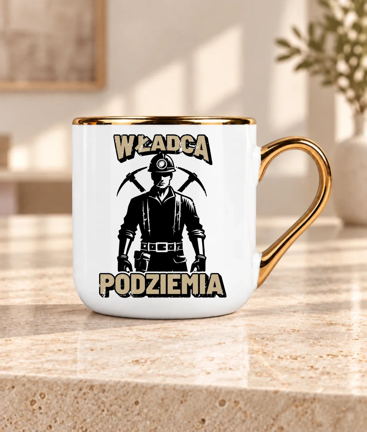 Kubek ze złotym rantem dla górnika - Władca Podziemia