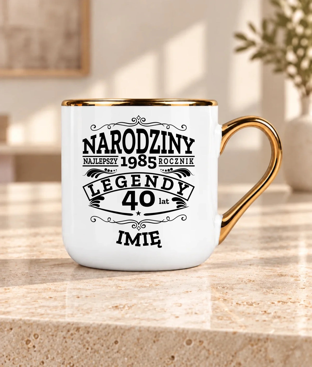 Kubek ze złotym rantem na urodziny - Narodziny Legendy - personalizowany