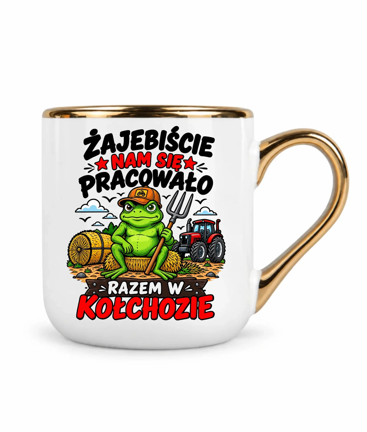 Kubek ze złotym rantem na odejście z pracy - Razem w kołchozie