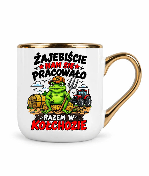Kubek ze złotym rantem na odejście z pracy - Razem w kołchozie