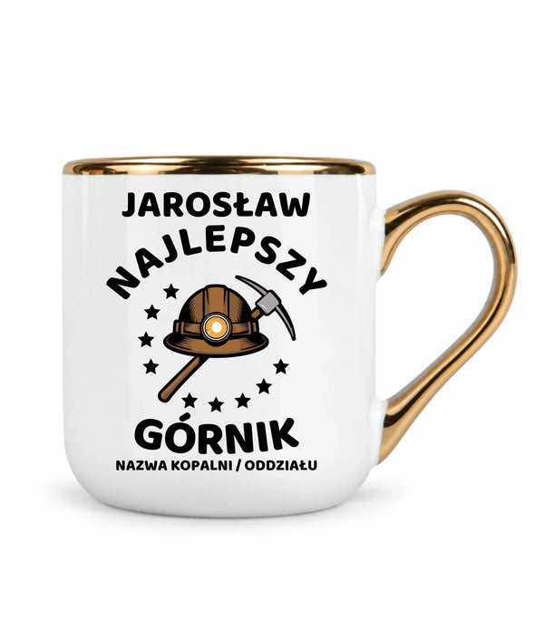 Kubek ze złotym rantem i imieniem dla górnika - Najlepszy Górnik