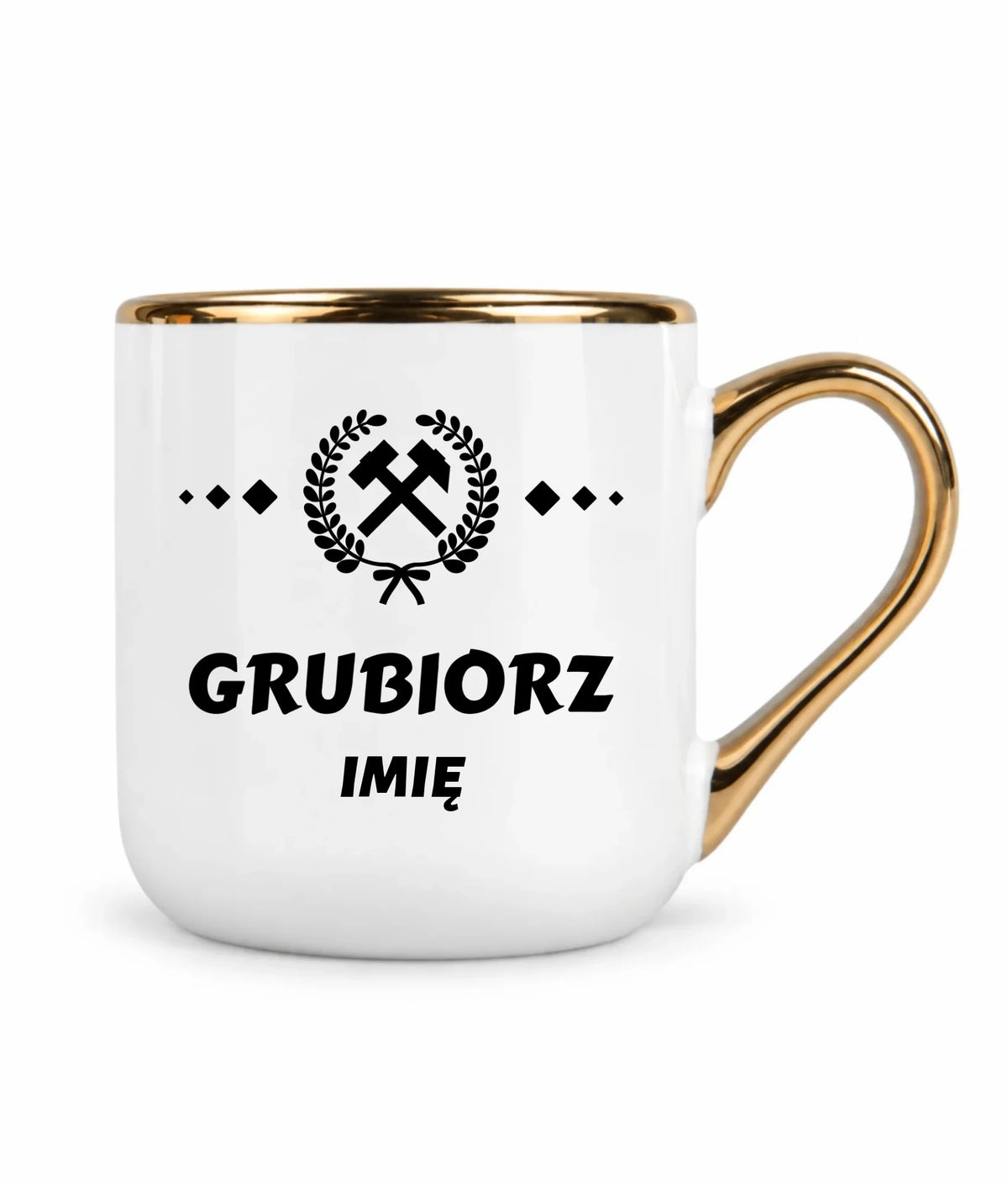 Kubek ze złotym rantem i imieniem dla górnika - Grubiorz