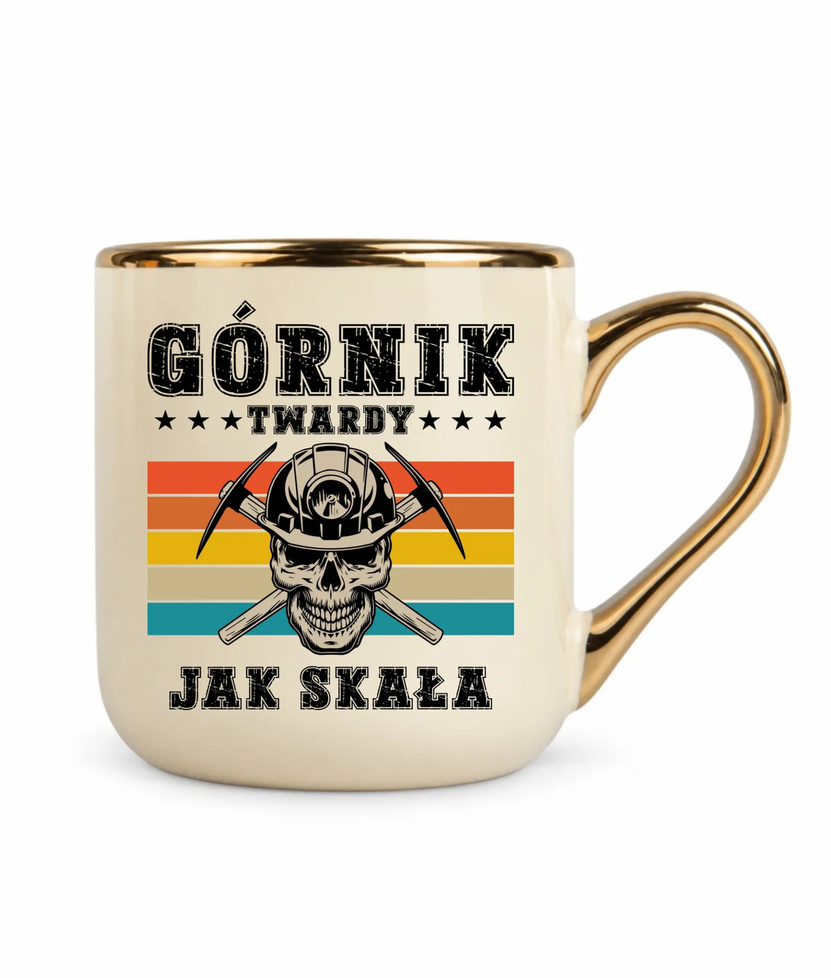 Kubek ze złotym rantem dla górnika - Twardy jak skała
