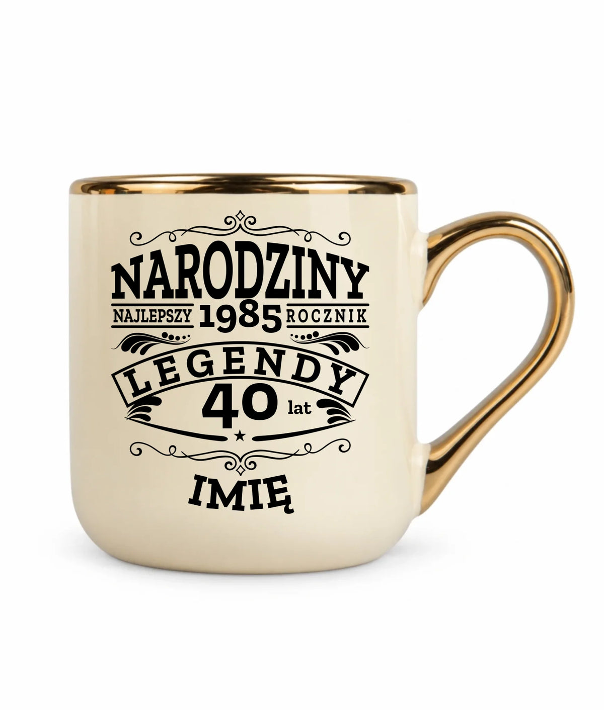 Kubek ze złotym rantem na urodziny - Narodziny Legendy - personalizowany