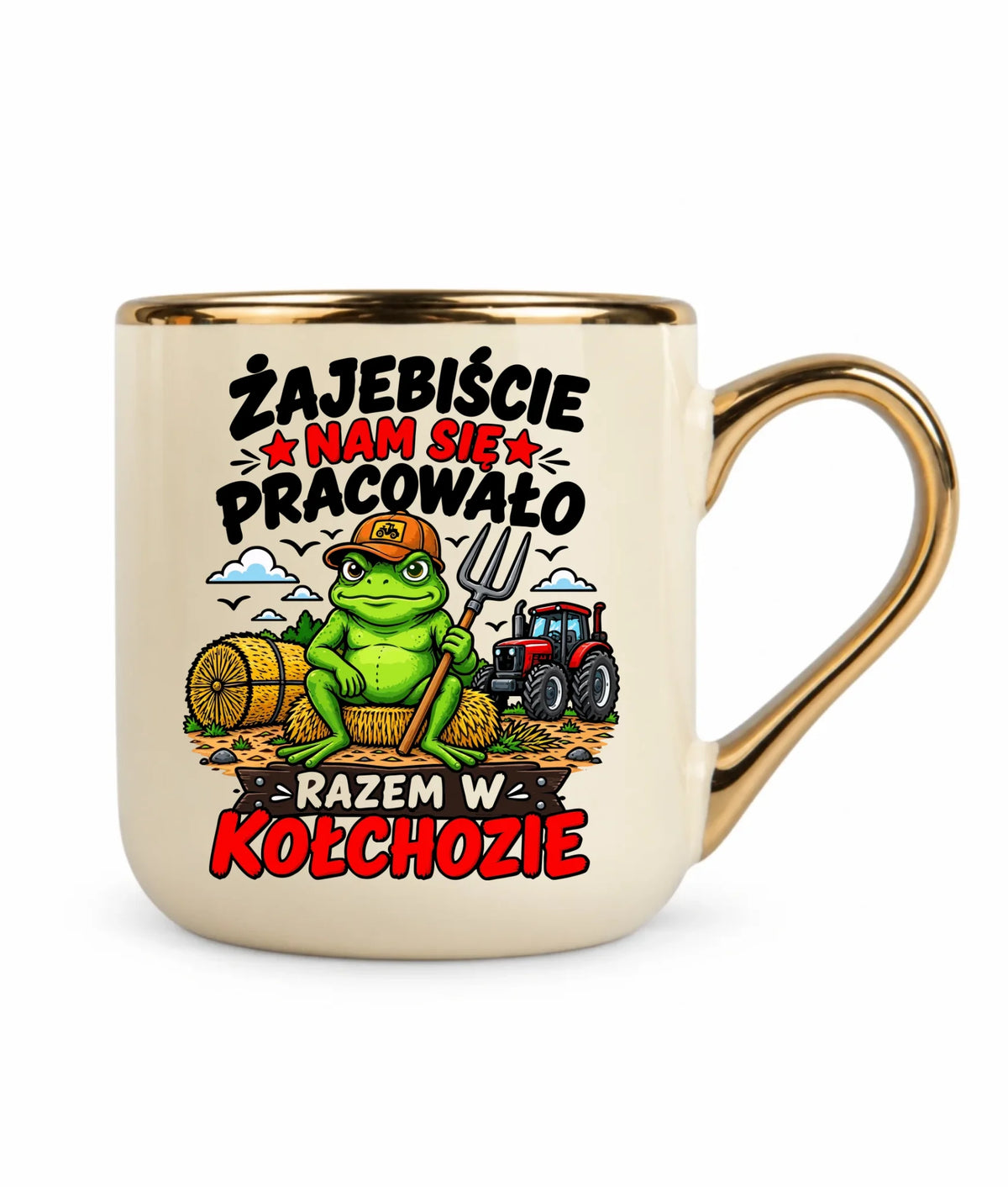 Kubek ze złotym rantem na odejście z pracy - Razem w kołchozie