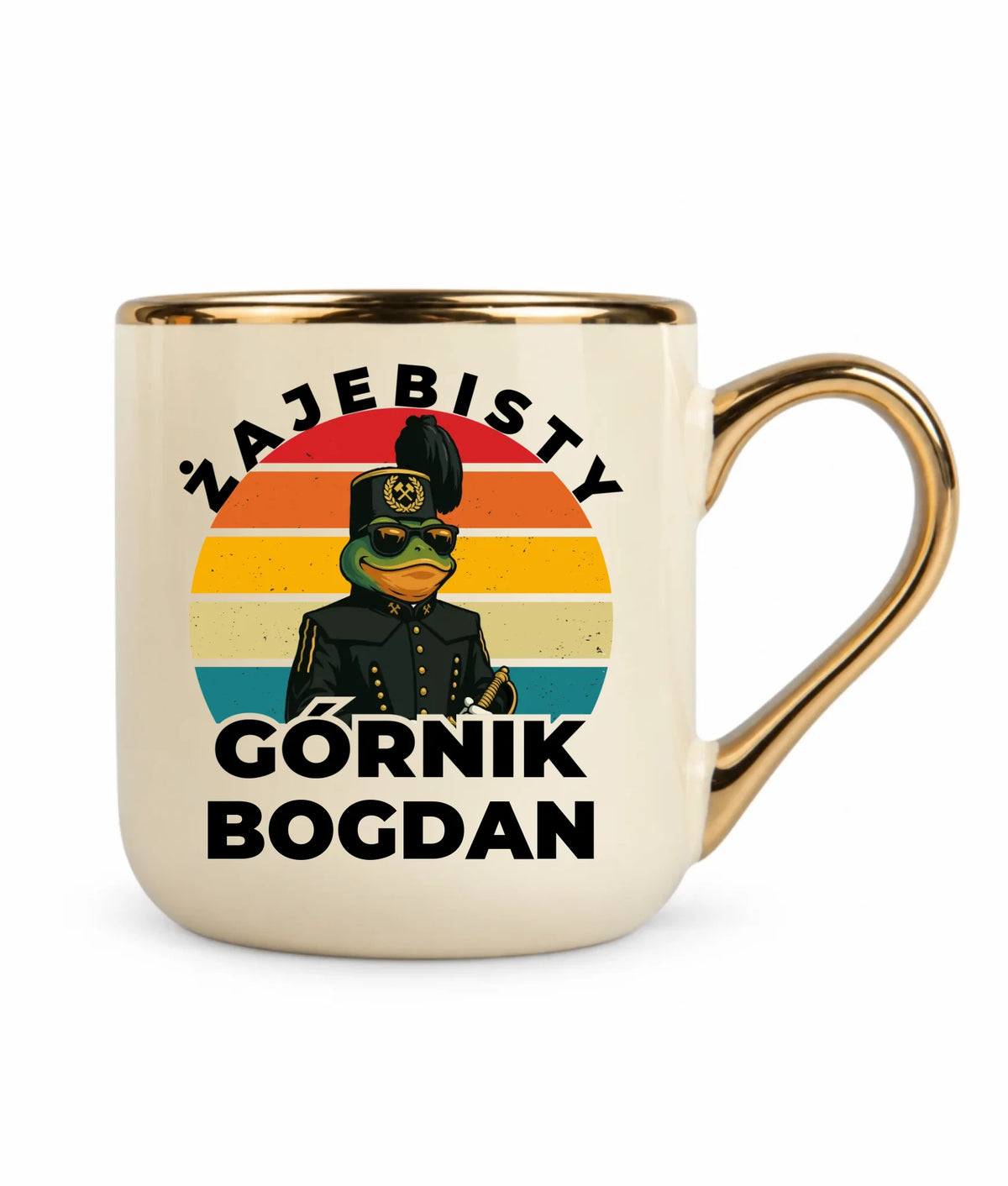 Kubek ze złotym rantem i imieniem dla górnika - Żajebisty Górnik