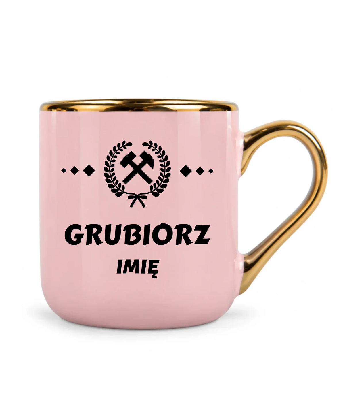 Kubek ze złotym rantem i imieniem dla górnika - Grubiorz