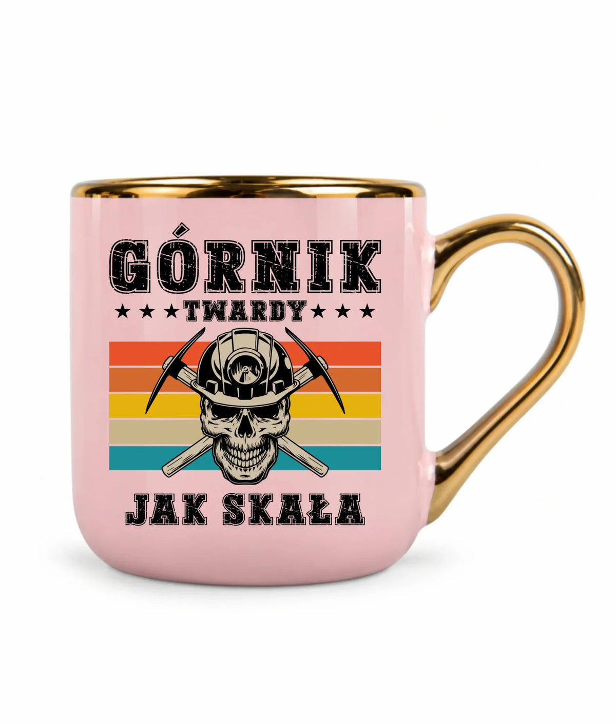 Kubek ze złotym rantem dla górnika - Twardy jak skała