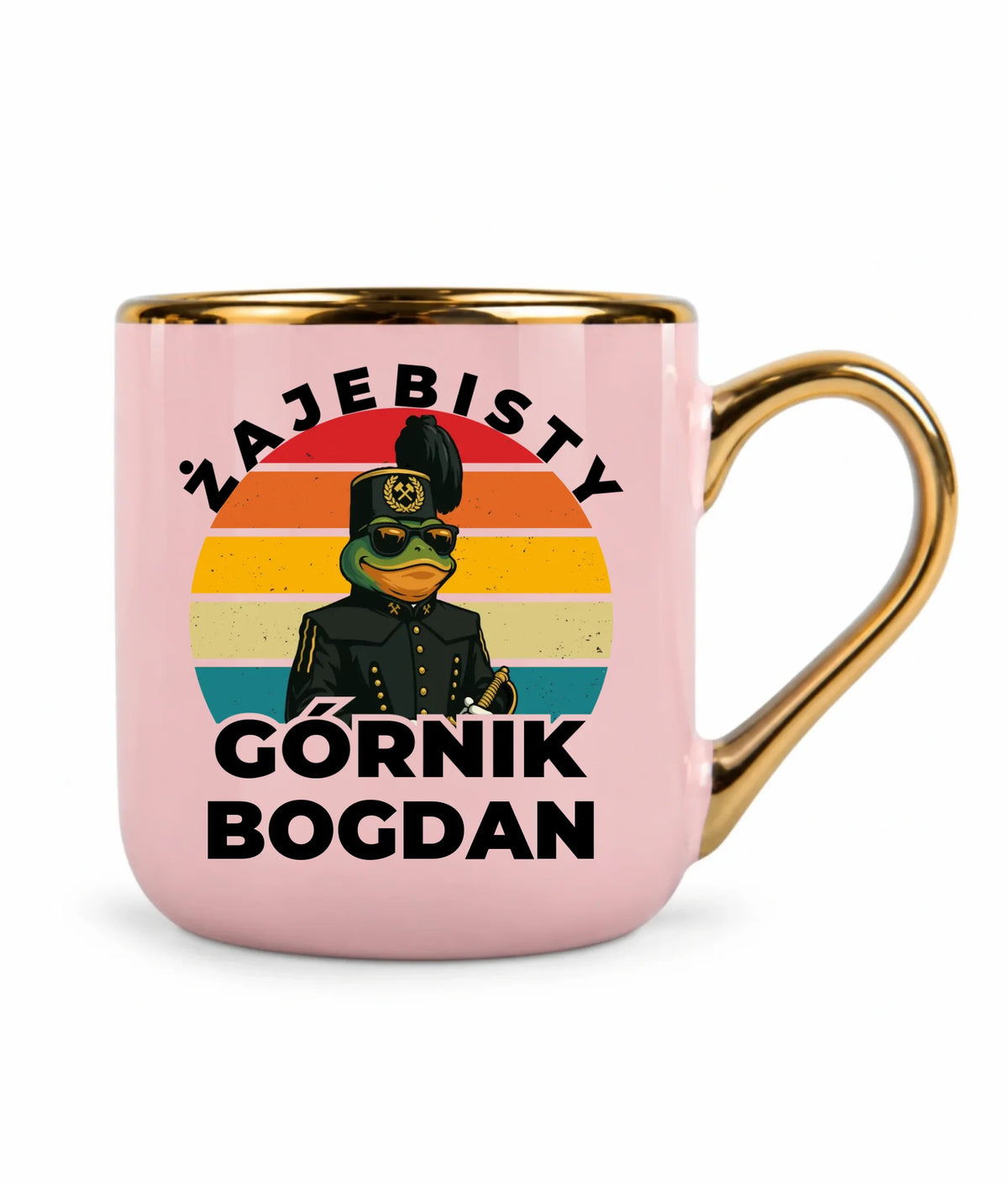 Kubek ze złotym rantem i imieniem dla górnika - Żajebisty Górnik