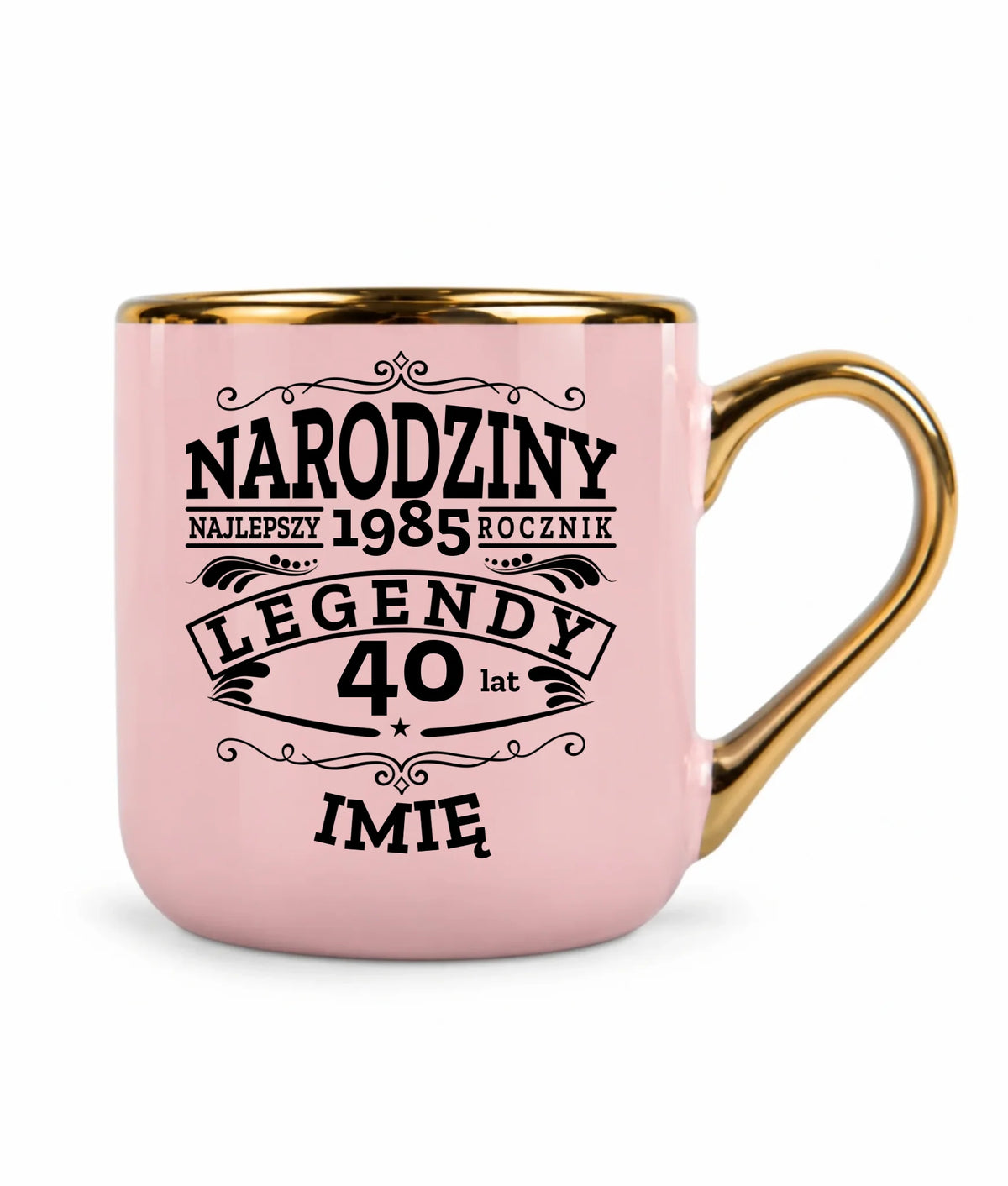 Kubek ze złotym rantem na urodziny - Narodziny Legendy - personalizowany