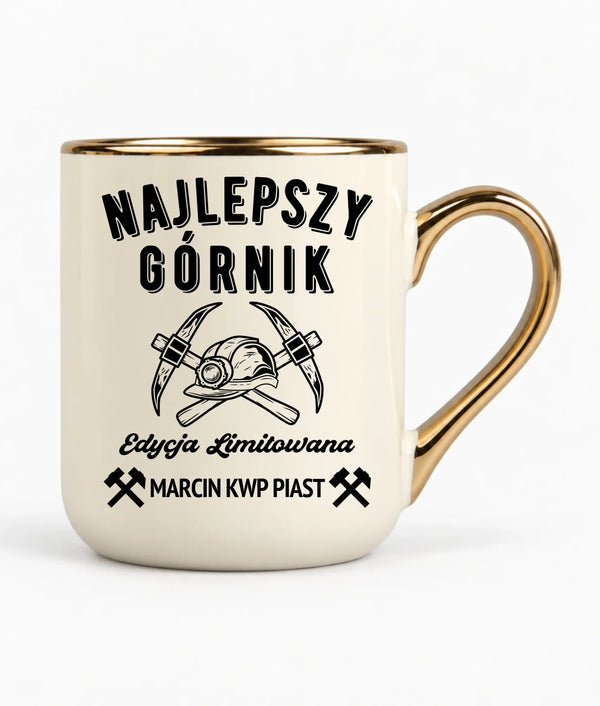 Kubek elegant z imieniem dla górnika - Edycja Limitowana