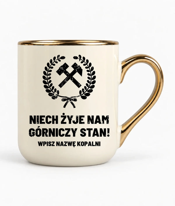 Kubek elegant z nazwą kopalni dla górnika - Niech żyje nam górniczy stan