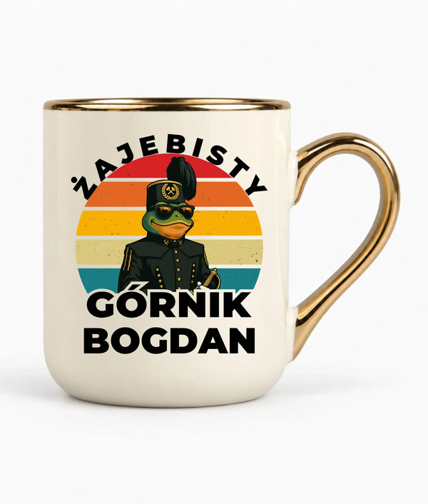 Kubek elegant z imieniem dla górnika - Żajebisty Górnik