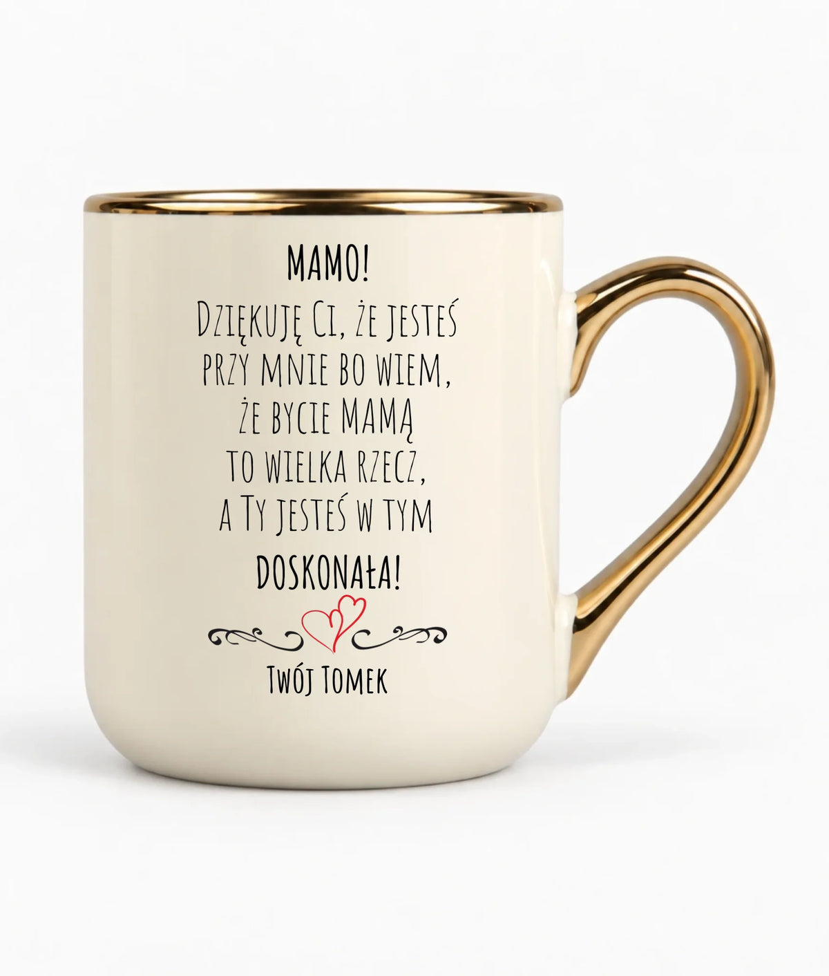 Kubek elegant dla mamy z podziękowaniem - Mamo jesteś doskonała - personalizowany DM10