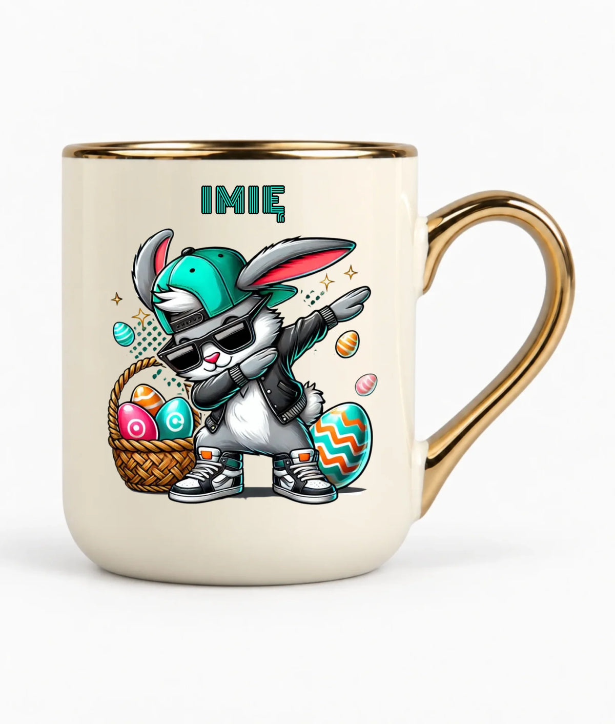 Kubek elegant wielkanocny - Zajączek Dab dance - personalizowany WN09