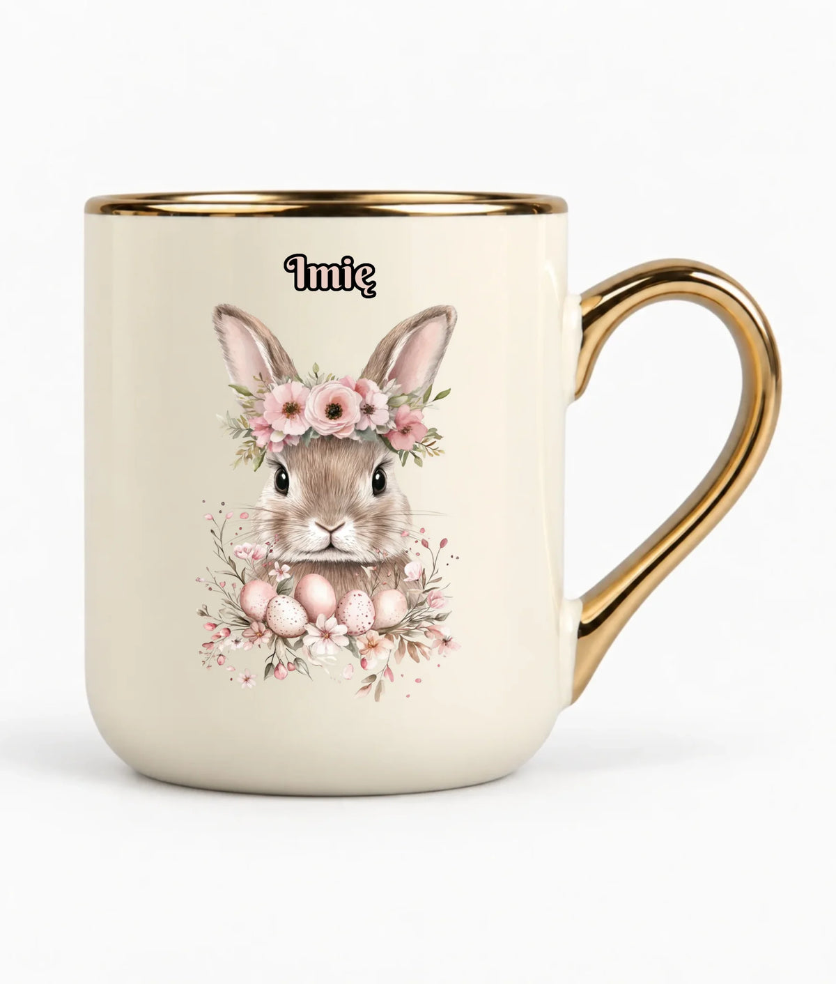 Kubek elegant na Wielkanoc - Zajączek Boho - Prezent personalizowany WN05