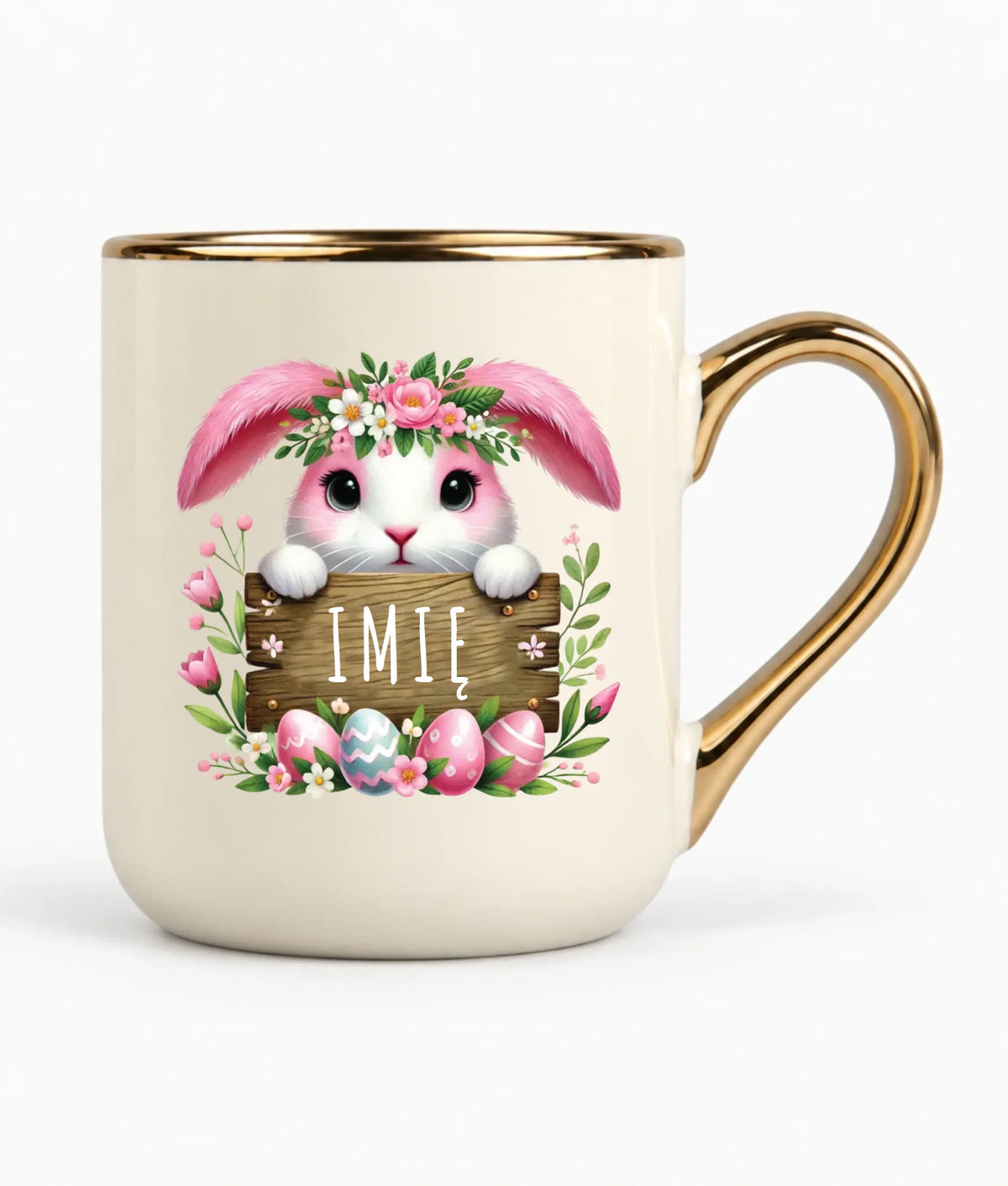Kubek elegant na Wielkanoc - Różowy Zajączek - Prezent personalizowany WN07