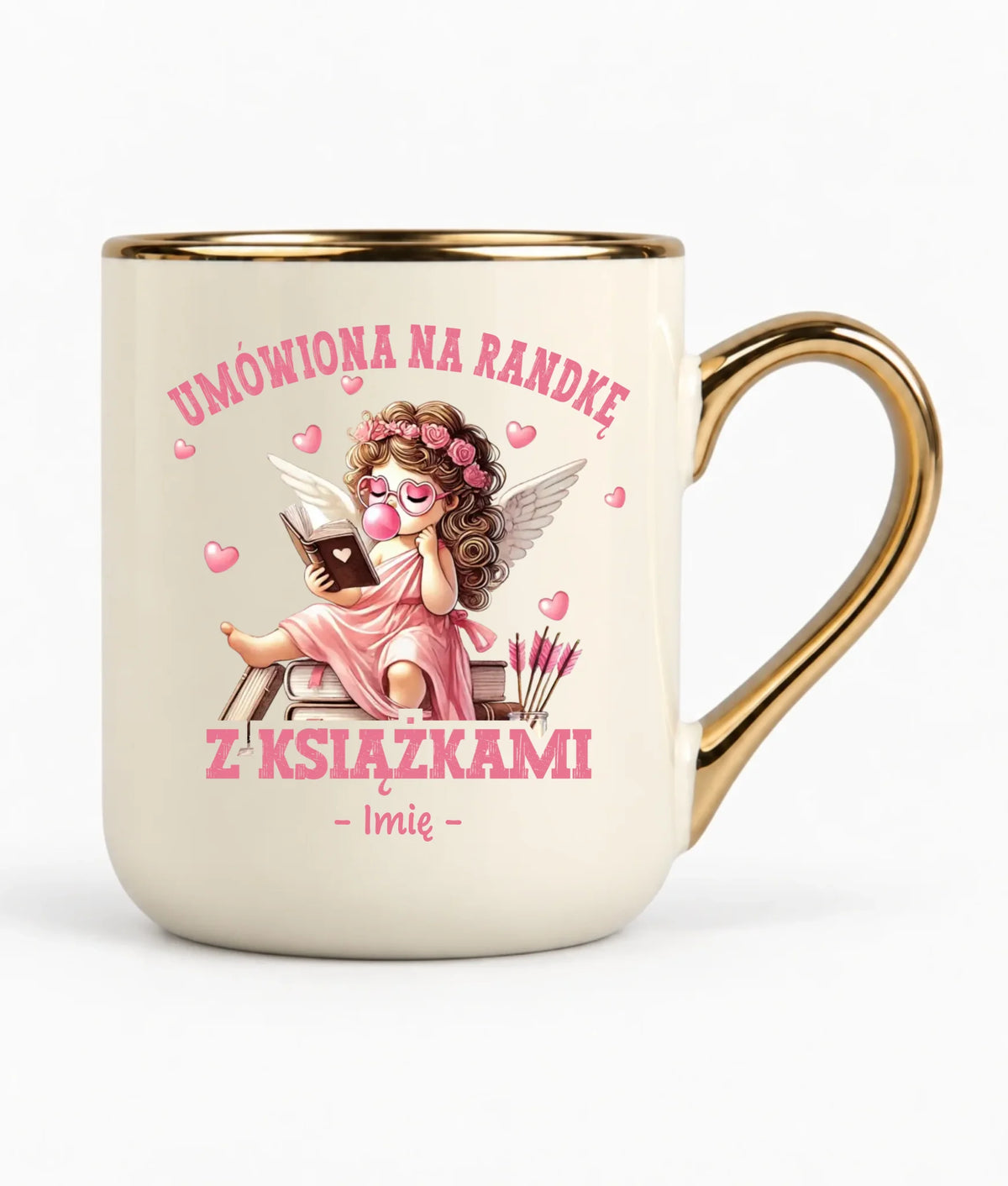 Kubek elegant dla czytelniczki – Umówiona na randkę z książkami - personalizowany W19