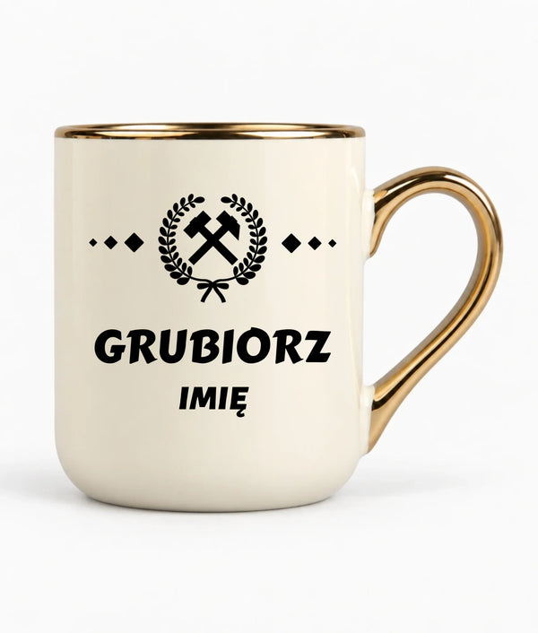 Kubek elegant z imieniem dla górnika - Grubiorz