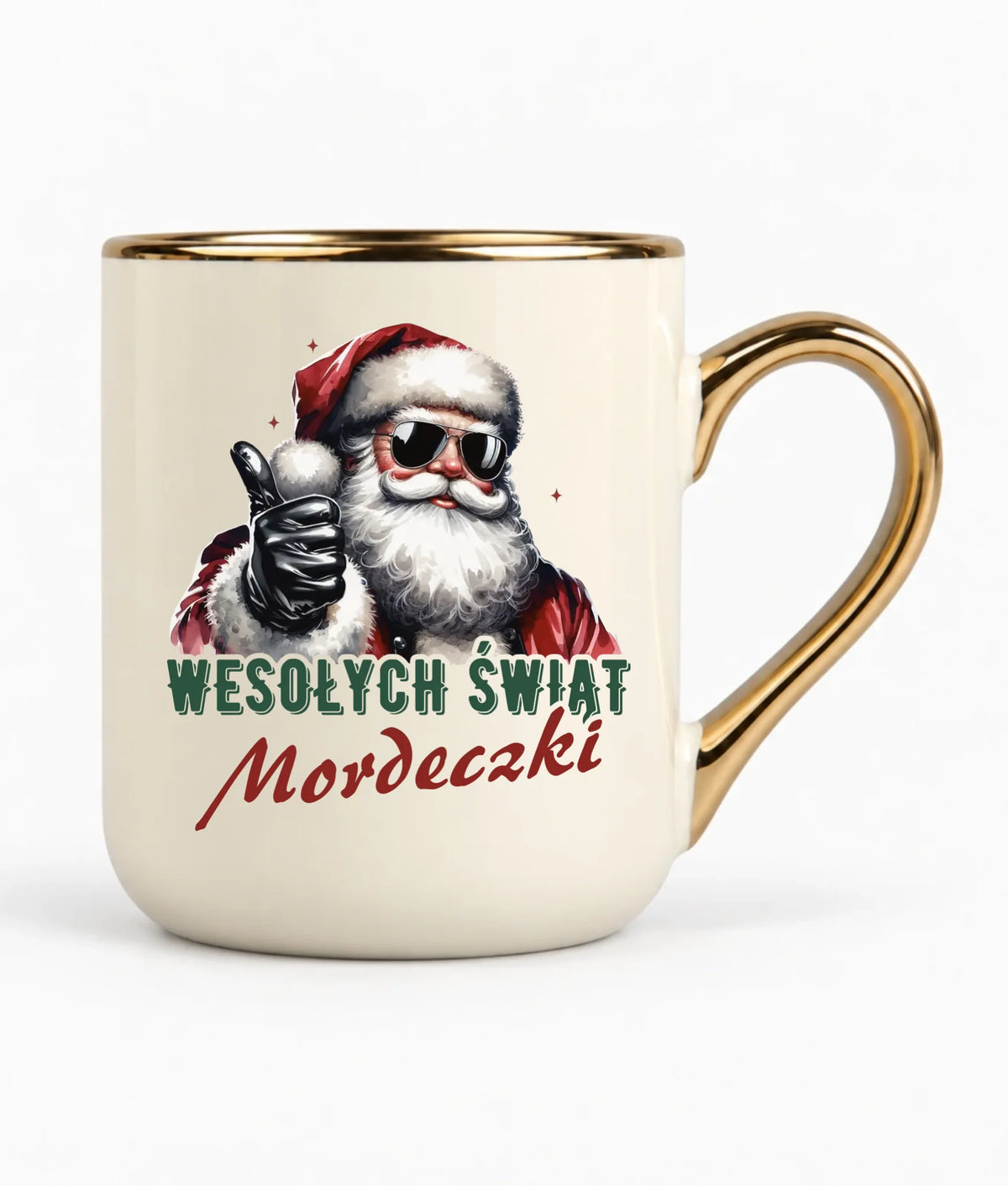 Kubek elegant świąteczny - Mikołaj Wesołych Świąt mordeczki BN65
