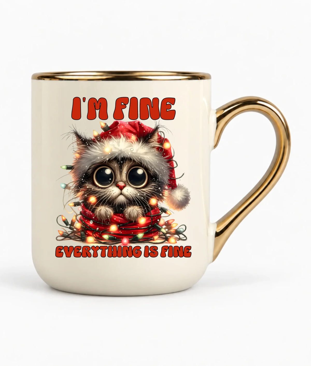 Kubek elegant świąteczny - Kotek I'm fine everything is fine BN67
