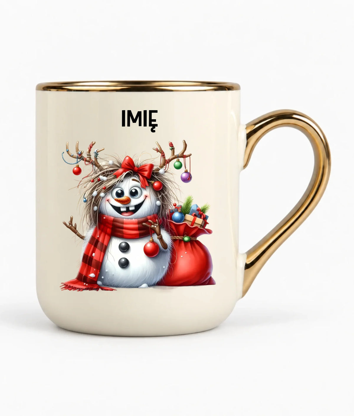 Kubek elegant świąteczny - Bałwanek - personalizowany BN70