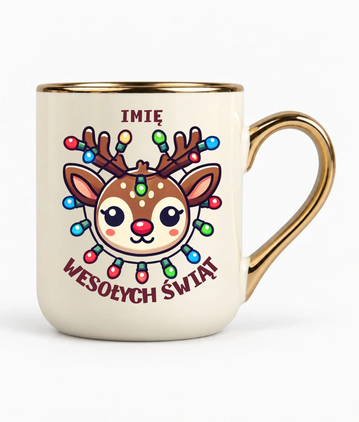 Kubek elegant świąteczny - Renifer Wesołych Świąt - personalizowana BN72