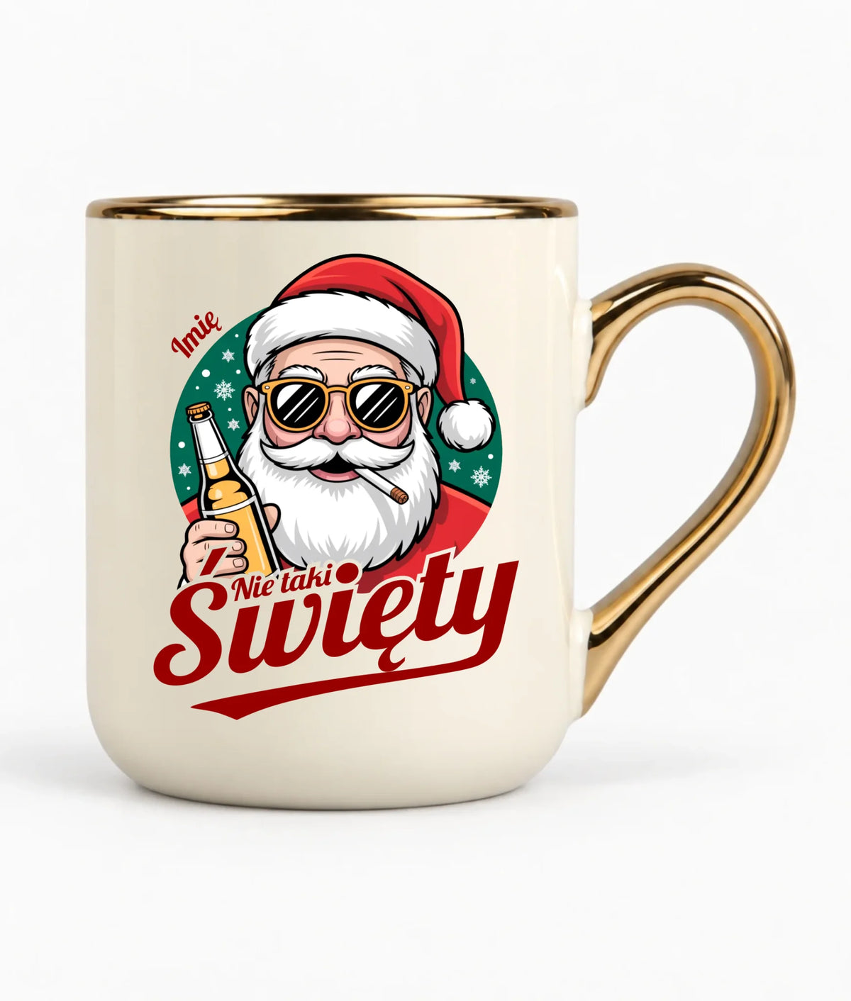 Kubek elegant świąteczny - Mikołaj nie taki święty - personalizowany BN80