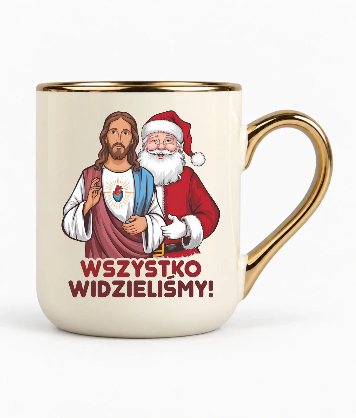 Kubek elegant świąteczny - Jezus i Mikołaj Wszystko widzieliśmy BN89