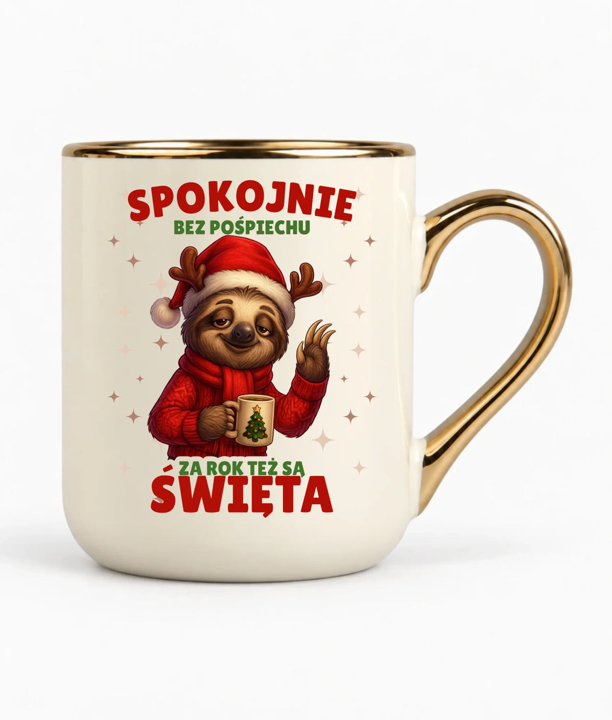 Kubek elegant świąteczny - Leniwiec Za rok też są święta BN92